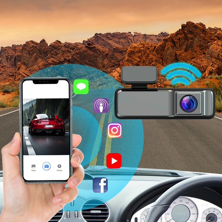 Wifi 1080p + 1080p عدسة مزدوجة Dash Cam 130 درجة + 110 درجة أمامية وخلفية كاميرات مزدوجة