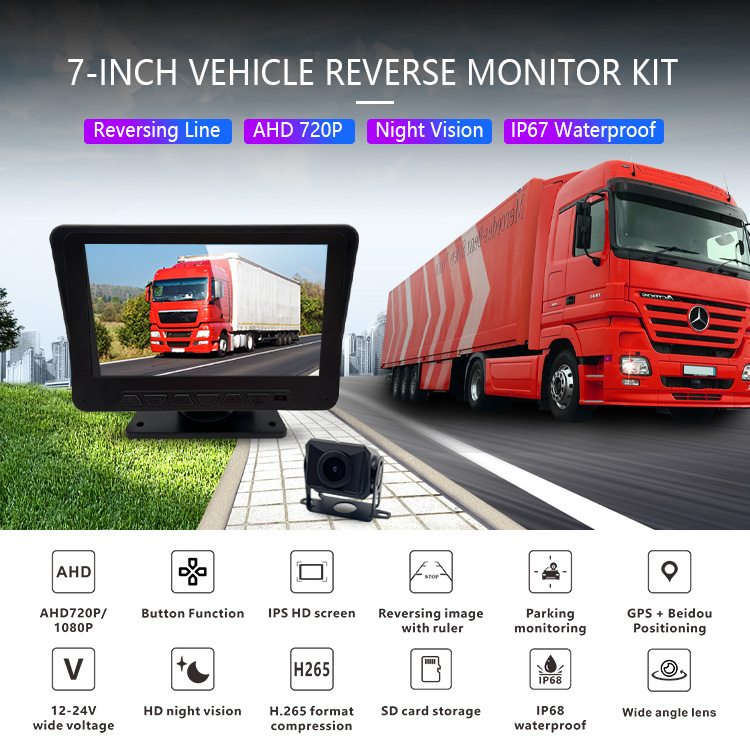 Visión nocturna El sistema de la cámara del autobús de la visión de la visión de la visión del monitor de vehículos de 7 pulgadas