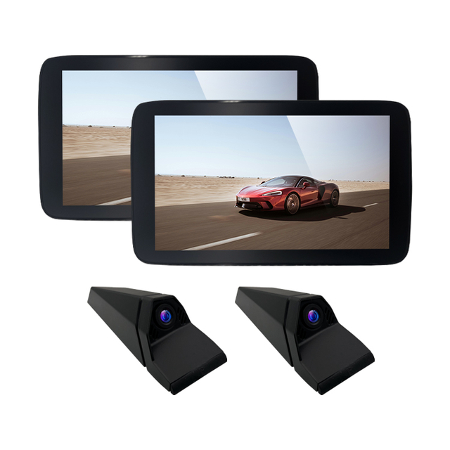 Punto ciego Izquierda derecha 2 Cámara de espejo lateral Sistema de monitor dual DVR BSD para automóvil