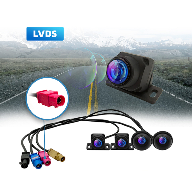LVDS Cable Four Way Car Câmera Kit 3D Panorama 360 Car Câmera 